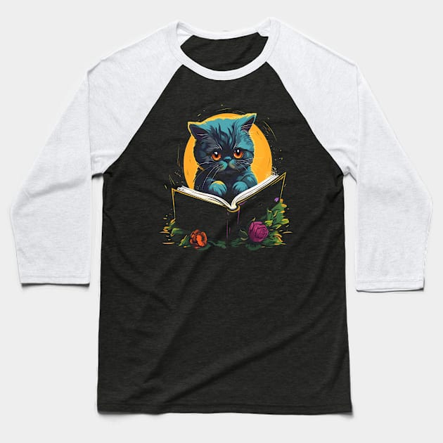 Exotic Shorthair Reads Book Baseball T-Shirt by JH Mart